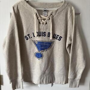 St. Louis Blues Pullover Sweatshirt - Women's L Lace Up - NHL Hockey
